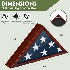 Custodia per bandiera funeraria 5'x9.5' |   Espositore per Bandiera Commemorativa con Vetro per Veterani Militari - Product Image 2