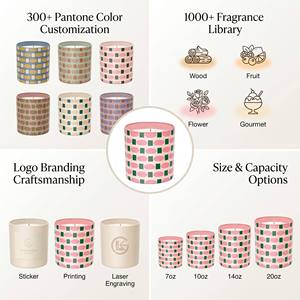 Luxury Geometric Pattern Glass Jar Scented Soy <b>Wax</b> <b>Candle</b> Retro Modern For Artsy Home Decor Wholesale Private Label Bulk - Product Image 2
