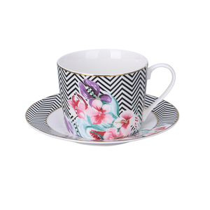220ml tarde tazas etiqueta floral elegante Café turco tazas de té y platillo conjunto de taza de porcelana - Product Image 2