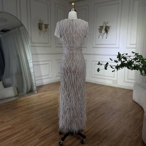 Abito <span class=keywords><strong>da</strong></span> sera a sirena Serene Hill LA72076A nero a maniche corte con orlo in piume, elegante abito <span class=keywords><strong>da</strong></span> <span class=keywords><strong>cerimonia</strong></span> con perline per donna - Product Image 6