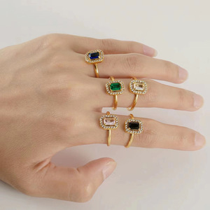 Zogxin Geometric Square <b>Adjustable</b> <b>Ring</b> With Pave Setting For Women Fashion Jewelry Gift - Product Image 4