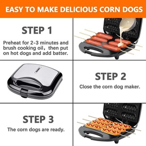 Máquina Eléctrica para Hot Dogs y Waffles, 6 Corn Dogs, Antiadherente, Calentamiento <span class=keywords><strong>de</strong></span> Doble Cara, Máquina para Hacer Rollos <span class=keywords><strong>de</strong></span> Salchicha DIY, <span class=keywords><strong>Desayuno</strong></span> para Niños y Fiestas - Product Image 5