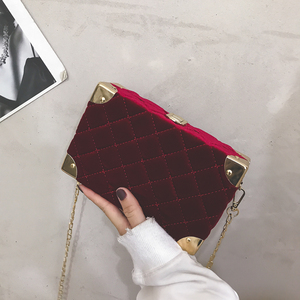 Borsa a Tracolla da Donna alla Moda in Velluto Dorato con Diamanti, Borsa a Tracolla con Catena, <span class=keywords><strong>Pochette</strong></span> in Acrilico - Product Image 4