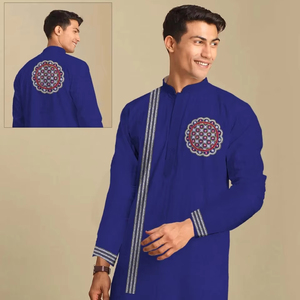 Ensemble de fête de mariage traditionnel en coton pour homme de haute qualité, design indien, kurta réversible respirant de créateur - Product Image 1