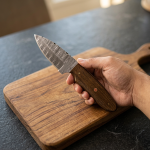 Couteaux Rajput, fabriqués à la main, en acier Damas de qualité industrielle, lame fixe, couteau de chasse/camping/survival, manche en bois, pointe tombante, 23 cm - Product Image 6