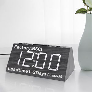 Phòng khách buổi sáng đứng LED thông minh đầu giường cơ sở bàn Bàn lớn máy tính để bàn hình tam giác kỹ thuật số báo động điện đồng hồ gỗ - Product Image 1