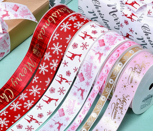 Ruban de décoration pour emballage cadeau de Noël, boîte cadeau nouée avec du ruban tissé rouge et rose <span class=keywords><strong>Yao</strong></span> <span class=keywords><strong>Ming</strong></span> pour Noël - Product Image 5