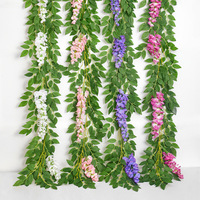Bunga Wisteria Gantung Grosir untuk Dekorasi Pernikahan, Bunga Artificial Palsu untuk Luar Ruangan dan Dalam Ruangan, Tanaman Rambat Artificial