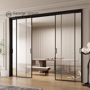 Portes coulissantes en verre et aluminium design moderne à profil mince pour la cuisine, la salle de bain, l'hôtel et le centre commercial pour l'intérieur de la pièce et le jardin. - Product Image 6