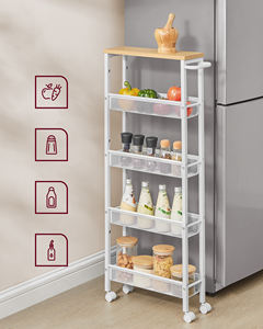 Chariot de <span class=keywords><strong>cuisine</strong></span> <span class=keywords><strong>VASAGLE</strong></span> à 5 niveaux, étagère étroite encastrée sur roulettes, cadre en acier moderne, chariot de bar - Product Image 3