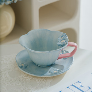 Bán buôn New Creative 3D hoa dễ thương gốm cốc cà phê tùy chỉnh Hàn Quốc phong cách nổi Tea Cup sữa Sứ <span class=keywords><strong>Mugs</strong></span> với saucers - Product Image 6