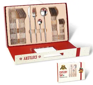 High end 18/8 Stainless Steel 24pcs Flatware with Christmas Gift set with Gift Box