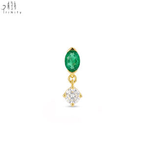 Bijoux fins très vendus, boucles d'oreilles en or massif 18 carats, émeraude et saphir naturels, boucles d'oreilles à visser, boucles d'oreilles à clous, cadeau pour femmes - Product Image 1