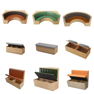 Sofá Moderno de Cuero Curvo con Asientos Tipo Cabina y Almacenamiento, Banco Tapizado de Madera para Restaurante con Espacio de Almacenamiento para Cafetería, Comedor Comercial - Product Image 1