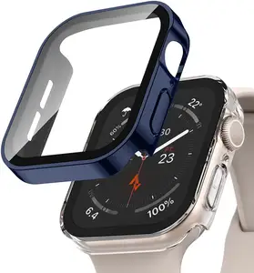 Роскошный золотистый чехол для часов с квадратным краем и закаленным стеклом для Apple Watch S5 S6 S7 S8 ультра покрытие для часов