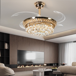 Hiện đại sang trọng Đèn chùm pha lê với LED ánh sáng vô hình có thể thu vào quạt trần DC động cơ điều khiển từ xa chuyển đổi - Product Image 3