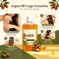 Huile d'Argan 100% Pure et Biologique, Huile Végétale Marocaine Pressée à Froid pour Soins des Cheveux et de la Peau