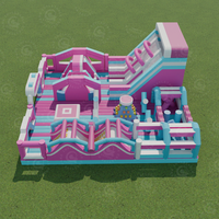 Location de château gonflable à obstacles certifié EN14960, aire de jeux, parc d'attractions, capacité de 50+ passagers pour l'extérieur