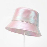 Nuevo Sombrero de Pescador de Cuero PU con Degradado Rosa Brillante, Gorra de Sol Moderna para Mujer, Moda Diaria, Estilo Urbano