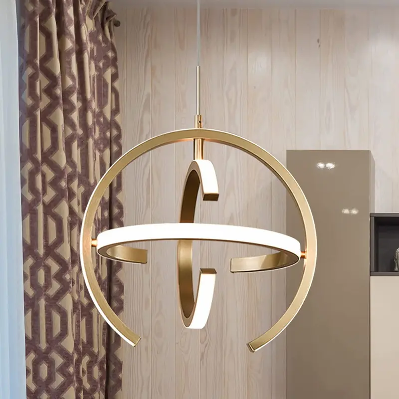 Light Fixtures Hanging Light Dimmable Gold Chandelier Adjustable Metal Hang Ceiling Lamp for Dinning Room Kitchen Island Bedroom