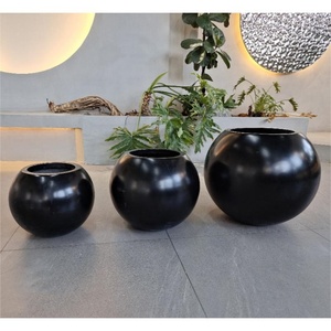 Pots de fleurs en fibre de verre de forme ronde modernes, fabriqués directement en usine, légers, décoration de jardin pour la maison et la pépinière, utilisation au sol - Product Image 3