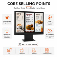 Écran LCD numérique extérieur haute luminosité et étanche pour menu drive-in commercial, idéal pour la commande en restauration rapide