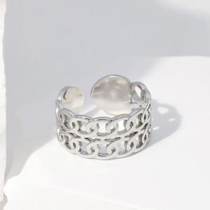 Anillo Abierto de Acero Inoxidable con Doble Cadena, Estilo Vintage, Personalizado, Impermeable, Anillo Retro, Simple y Moderno, Venta al por Mayor, para <span class=keywords><strong>Mujer</strong></span> - Product Image 2