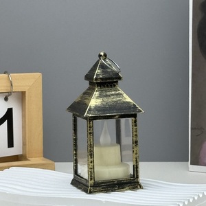 Großhandel rustikale graue Kunststoff LED Kerzenhalter mit LED-Laterne New Memorial Glas für Home Christmas Decorations - Product Image 1