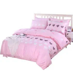 Fade Resistant Pink Love Herzform Kollektionen Luxus Bett bezug aus ägyptischer Baumwolle Kinder bettwäsche set
