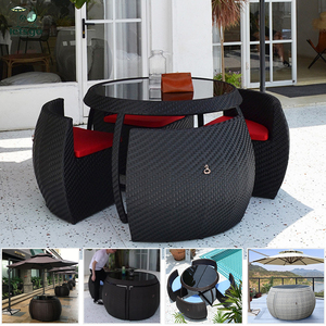 Set di Sedie e Tavoli <span class=keywords><strong>da</strong></span> Pranzo Moderni in Vimini per Ristorante, Giardino e Patio, Mobili <span class=keywords><strong>da</strong></span> <span class=keywords><strong>Esterno</strong></span> in <span class=keywords><strong>Rattan</strong></span> - Product Image 2
