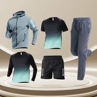 Ensemble de vêtements de sport pour homme personnalisé 5 pièces, sweat-shirt, t-shirt, shorts, leggings, tenue de course, tenue de fitness