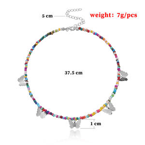 Pendentif papillon en alliage de mode de bijoux transfrontaliers européens et américains pour les femmes élégantes perles colorées simples faites à la main - Product Image 4