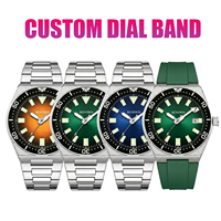 Montre pour homme en acier inoxydable avec logo personnalisé, style sportif, mode, quartz, bracelet en caoutchouc, calendrier analogique, mouvement MIYOTA, étanche 5 BAR