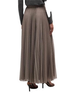 2024 Winter Custom Elegant High Waist <strong>Pleated</strong> Plus Size Embellished Tulle <strong>Maxi</strong> <strong>Skirt</strong> for Women - Product Image 3