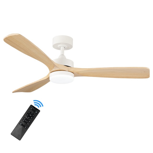 Mid-Century Modern 52" Ceiling Fan with 20W LED Light Kit Real Wood Blades Matte Black Walnut Finish Remote