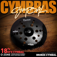 Cymbale de gong artisanale professionnelle en acier noir de haute qualité avec trous, accessoire de batterie à effets spéciaux de 18 pouces PD