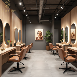 Mobilier de design d'intérieur professionnel moderne personnalisé pour salon de coiffure avec éclairage LED Vitrines professionnelles - Product Image 1