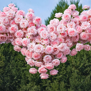 Vente en gros d'usine de fleurs et plantes artificielles en soie, décoration florale de haute qualité, arche de fleurs artificielles en forme de cœur rose - Product Image 4