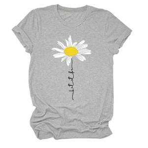 เสื้อยืดคอกลมทรงหลวมแขนสั้นผู้หญิงสไตล์ยุโรปและอเมริกามีตัวอักษรลำลอง - Product Image 2