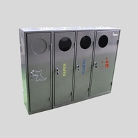 Poubelle de recyclage extérieure en métal Gavin à trois ou quatre compartiments pour parc, poubelle de rue, corbeille à déchets