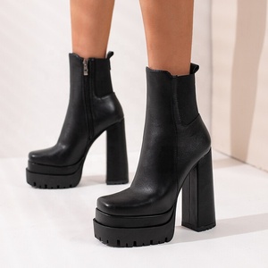 Fancy Thick Bottom Women's Short <b>Boots</b> Fashion Ankle High Chunky Heels Shoes Anti-slip Platform Women - Product Image 2