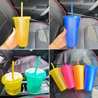 Gobelet à paillettes à paroi simple de 24 oz, personnalisé, écologique, réutilisable, en plastique, pour café froid à emporter, avec couvercle et paille