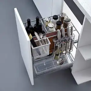 <strong>Kitchen</strong> Stainless Steel Wire Shelf <strong>Basket</strong> <strong>Kitchen</strong> Cabinet <strong>Pull</strong> <strong>Out</strong> <strong>Basket</strong> - Product Image 1