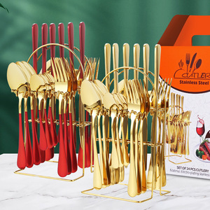 Juego de Cubiertos de Acero Inoxidable de 24 Piezas, Diseño Italiano Electrochapado, Vajilla para Fiestas - Product Image 2
