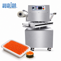 Machine d'emballage sous vide rotative automatique Hualian HVT-450R pour l'emballage sous film de caviar, œufs de poisson, œufs de saumon