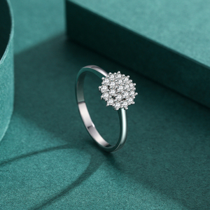 Anel de prata esterlina 925 CZ Cluster para mulheres, joia de moda delicada e simples, acessório diário de escritório, joia clássica brilhante - Product Image 4