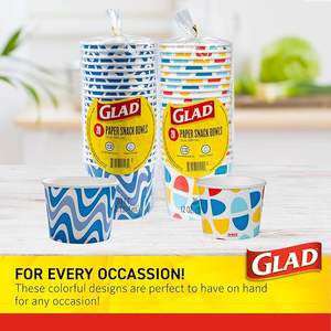 Everyday <b>Paper</b> Snack <b>Bowls</b> with Blue Wave Print Disposable Snack <b>Bowls</b> 12 Ounces - Product Image 5