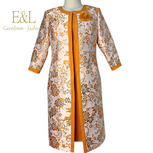 Plus Size 2-Piece Formal African Church Dress Suits Set for Women with Long <b>Jacket</b> and Button Detail - Product Image 4