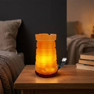 Lampe en sel rose de l'Himalaya 100% naturel de qualité supérieure pour la décoration intérieure, mini lampe USB en forme de feuille, attrape-rêves Feng Shui sculpté - Product Image 1