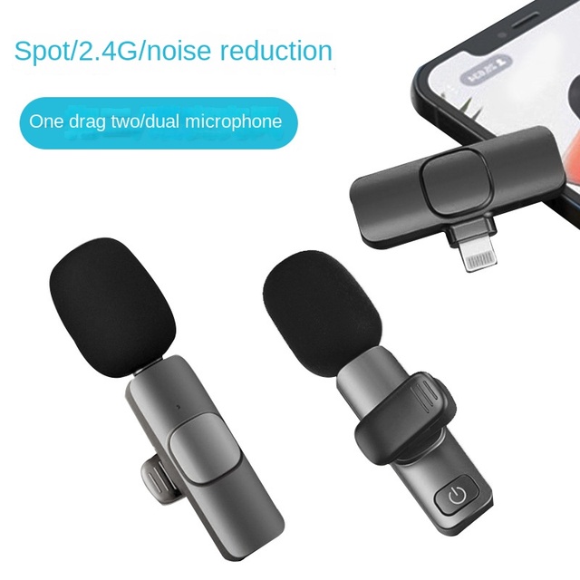 Wireless 2.4G Omni-directional Collar Clip Lavalier Microphone K1 Noise Cancelling Lightweight (1TX/2TX) Type-C/Lightning